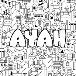 Coloraci&oacute;n del nombre AYAH - decorado ciudad