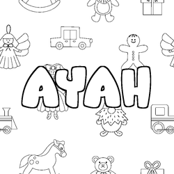 Coloraci&oacute;n del nombre AYAH - decorado juguetes
