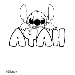Coloraci&oacute;n del nombre AYAH - decorado Stitch