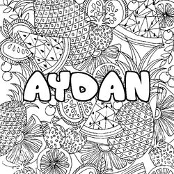 Coloraci&oacute;n del nombre AYDAN - decorado mandala de frutas