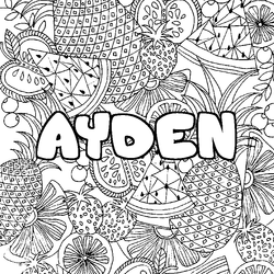 Coloraci&oacute;n del nombre AYDEN - decorado mandala de frutas