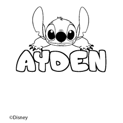 Coloraci&oacute;n del nombre AYDEN - decorado Stitch