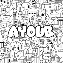 Coloraci&oacute;n del nombre AYOUB - decorado ciudad