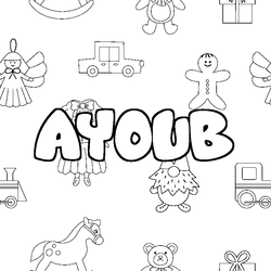 Coloraci&oacute;n del nombre AYOUB - decorado juguetes