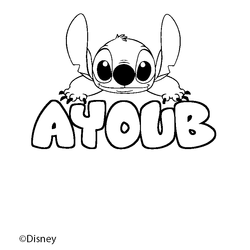Coloraci&oacute;n del nombre AYOUB - decorado Stitch