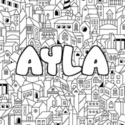 Coloraci&oacute;n del nombre AYLA - decorado ciudad
