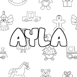 Coloraci&oacute;n del nombre AYLA - decorado juguetes