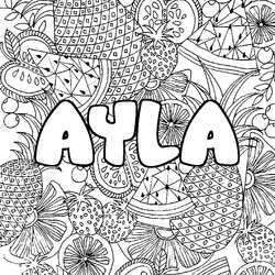 Coloraci&oacute;n del nombre AYLA - decorado mandala de frutas