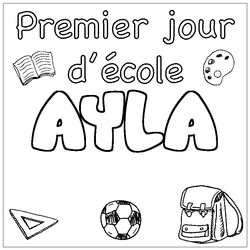Coloraci&oacute;n del nombre AYLA - decorado primer d&iacute;a de escuela