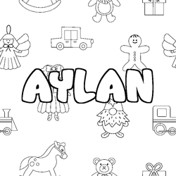 Coloraci&oacute;n del nombre AYLAN - decorado juguetes