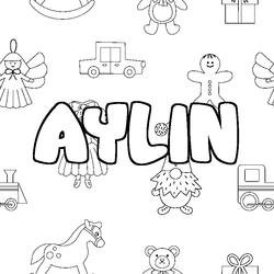 Coloraci&oacute;n del nombre AYLIN - decorado juguetes