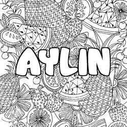 Coloraci&oacute;n del nombre AYLIN - decorado mandala de frutas