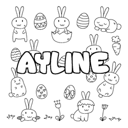 Coloraci&oacute;n del nombre AYLINE - decorado Pascua