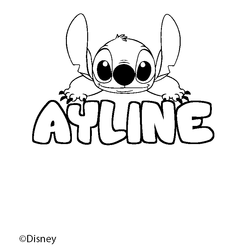 Coloraci&oacute;n del nombre AYLINE - decorado Stitch