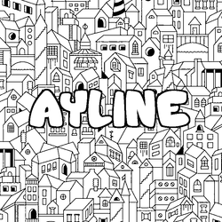 Coloraci&oacute;n del nombre AYLINE - decorado ciudad