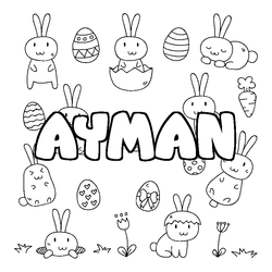 Coloraci&oacute;n del nombre AYMAN - decorado Pascua