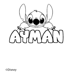 Coloraci&oacute;n del nombre AYMAN - decorado Stitch