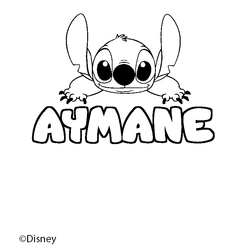 Coloraci&oacute;n del nombre AYMANE - decorado Stitch
