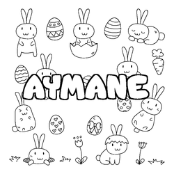 Coloraci&oacute;n del nombre AYMANE - decorado Pascua