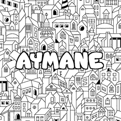 Coloraci&oacute;n del nombre AYMANE - decorado ciudad