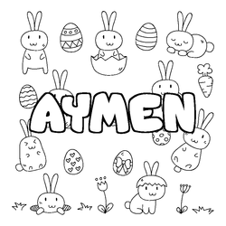 Coloraci&oacute;n del nombre AYMEN - decorado Pascua