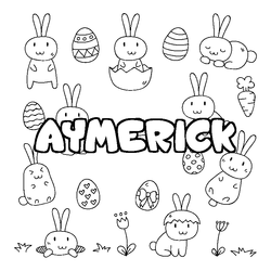 Coloraci&oacute;n del nombre AYMERICK - decorado Pascua