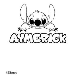 Coloraci&oacute;n del nombre AYMERICK - decorado Stitch