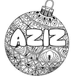 Coloraci&oacute;n del nombre AZIZ - decorado bola de Navidad