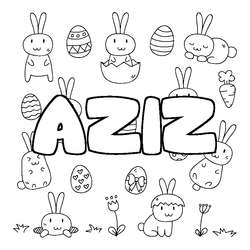 Coloraci&oacute;n del nombre AZIZ - decorado Pascua