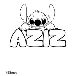 Coloraci&oacute;n del nombre AZIZ - decorado Stitch