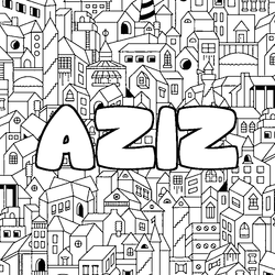 Coloraci&oacute;n del nombre AZIZ - decorado ciudad