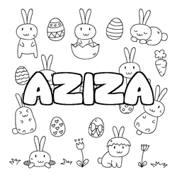Coloraci&oacute;n del nombre AZIZA - decorado Pascua