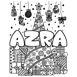 Coloraci&oacute;n del nombre AZRA - decorado &aacute;rbol de Navidad y regalos