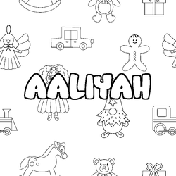 Coloraci&oacute;n del nombre AALIYAH - decorado juguetes