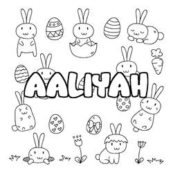 Coloraci&oacute;n del nombre AALIYAH - decorado Pascua