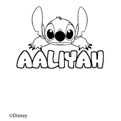 Coloraci&oacute;n del nombre AALIYAH - decorado Stitch