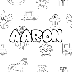 Coloraci&oacute;n del nombre AARON - decorado juguetes