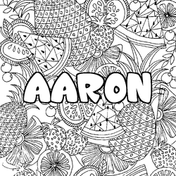 Coloraci&oacute;n del nombre AARON - decorado mandala de frutas