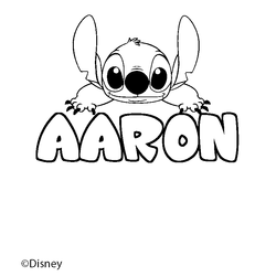 Coloraci&oacute;n del nombre AARON - decorado Stitch