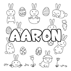 Coloraci&oacute;n del nombre AARON - decorado Pascua