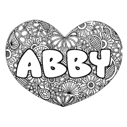 Coloraci&oacute;n del nombre ABBY - decorado mandala de coraz&oacute;n