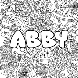 Coloraci&oacute;n del nombre ABBY - decorado mandala de frutas