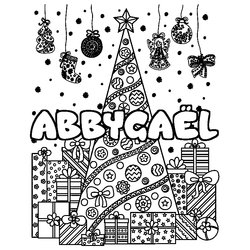 Coloraci&oacute;n del nombre ABBYGA&Euml;L - decorado &aacute;rbol de Navidad y regalos