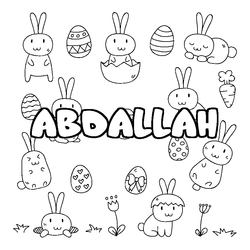 Coloraci&oacute;n del nombre ABDALLAH - decorado Pascua