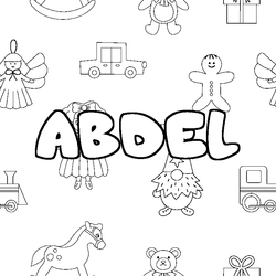Coloraci&oacute;n del nombre ABDEL - decorado juguetes