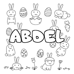 Coloraci&oacute;n del nombre ABDEL - decorado Pascua