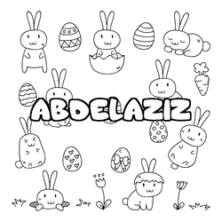 Coloraci&oacute;n del nombre ABDELAZIZ - decorado Pascua