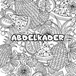Coloraci&oacute;n del nombre ABDELKADER - decorado mandala de frutas