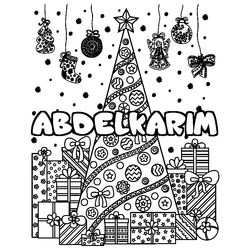 Coloraci&oacute;n del nombre ABDELKARIM - decorado &aacute;rbol de Navidad y regalos