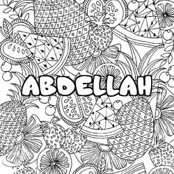 Coloraci&oacute;n del nombre ABDELLAH - decorado mandala de frutas